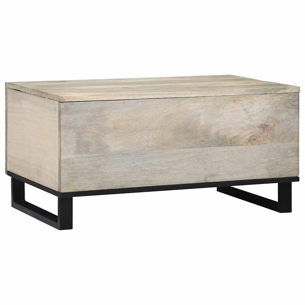 Couchtisch Weiß, Schwarz 80 x 50 x 40 cm massives Mangoholz
