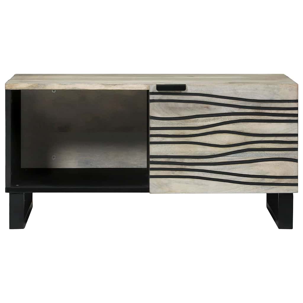Couchtisch Weiß, Schwarz 80 x 50 x 40 cm massives Mangoholz