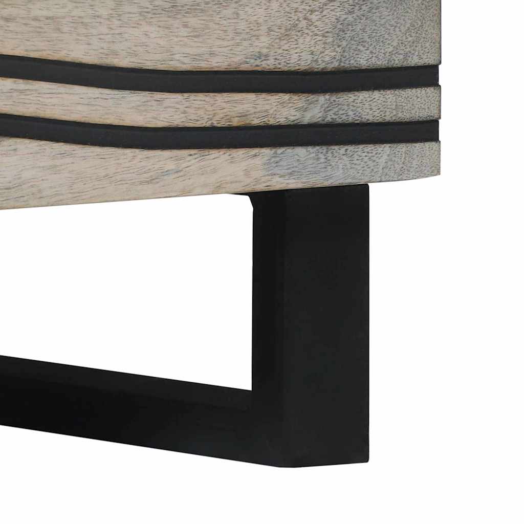 Couchtisch Weiß, Schwarz 80 x 50 x 40 cm massives Mangoholz