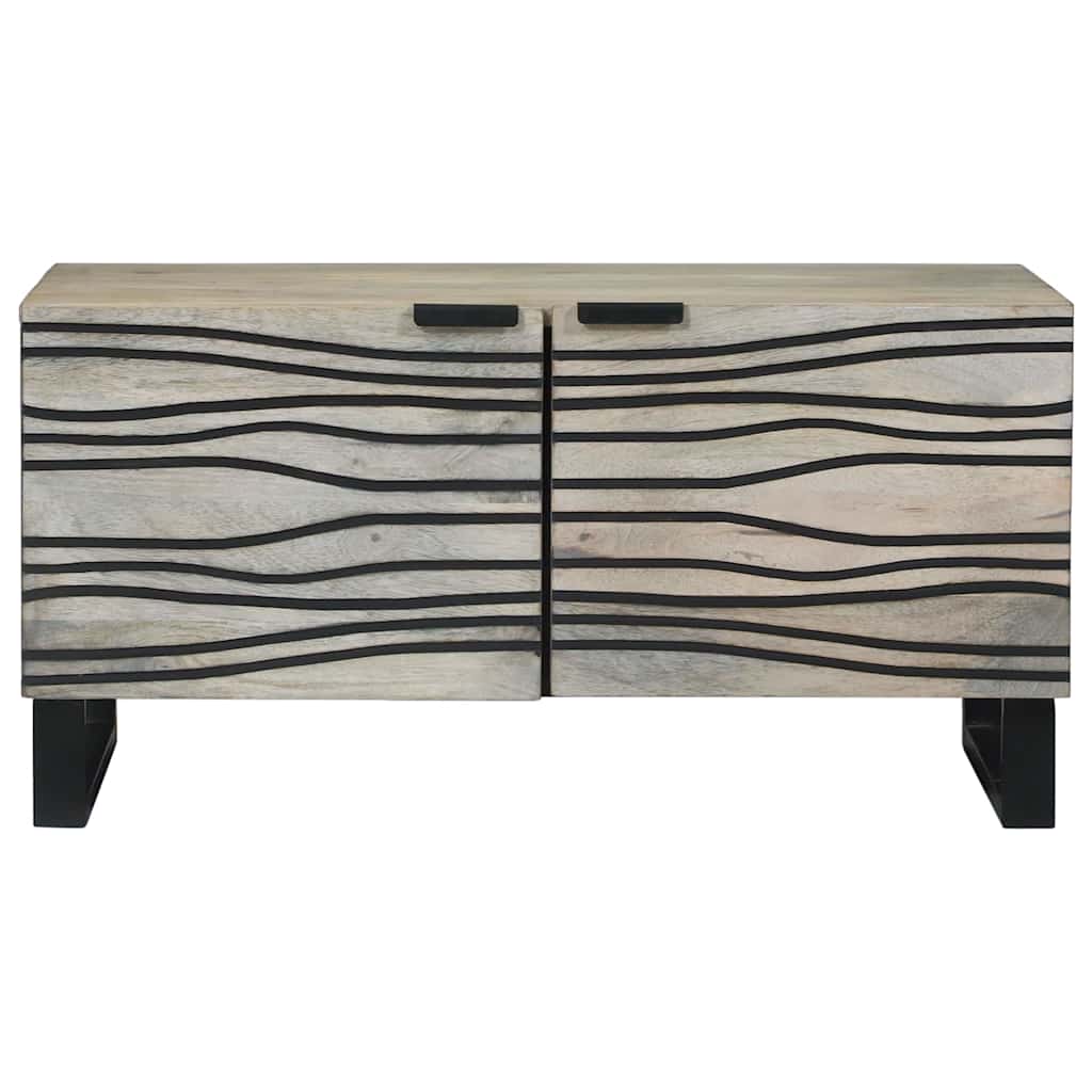 Couchtisch Weiß, Schwarz 80 x 50 x 40 cm massives Mangoholz