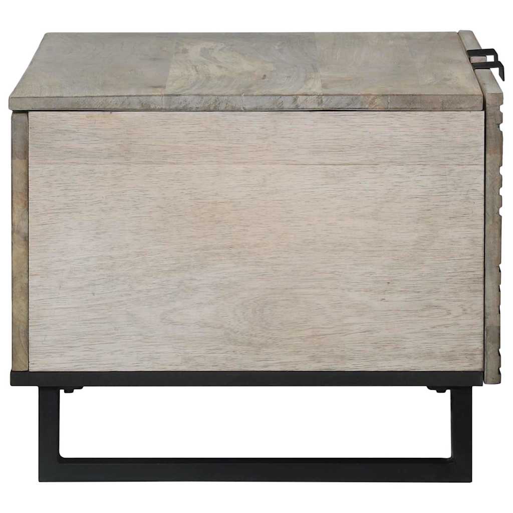 Couchtisch Weiß, Schwarz 80 x 50 x 40 cm massives Mangoholz
