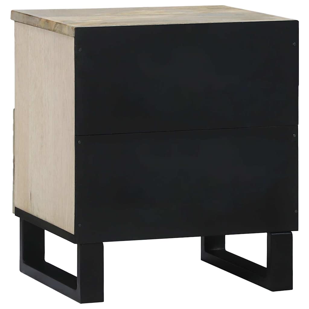 Nachttisch Weiß und Schwarz 40 x 33 x 46 cm massives Mangoholz