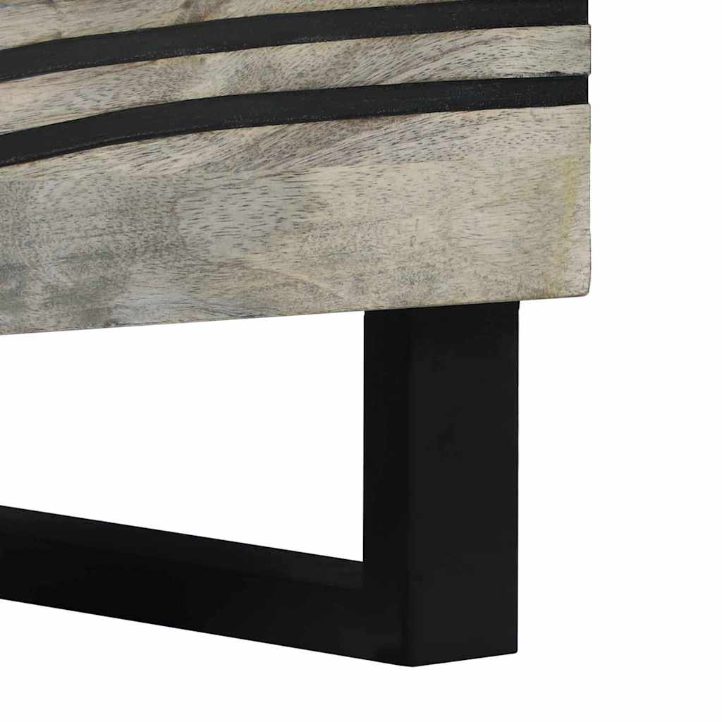 Nachttisch Weiß und Schwarz 50 x 33 x 60 cm massives Mangoholz