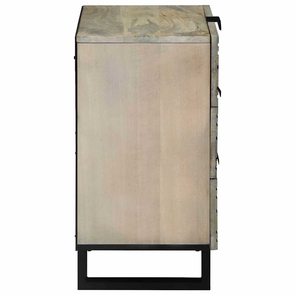 Nachttisch Weiß und Schwarz 50 x 33 x 60 cm massives Mangoholz