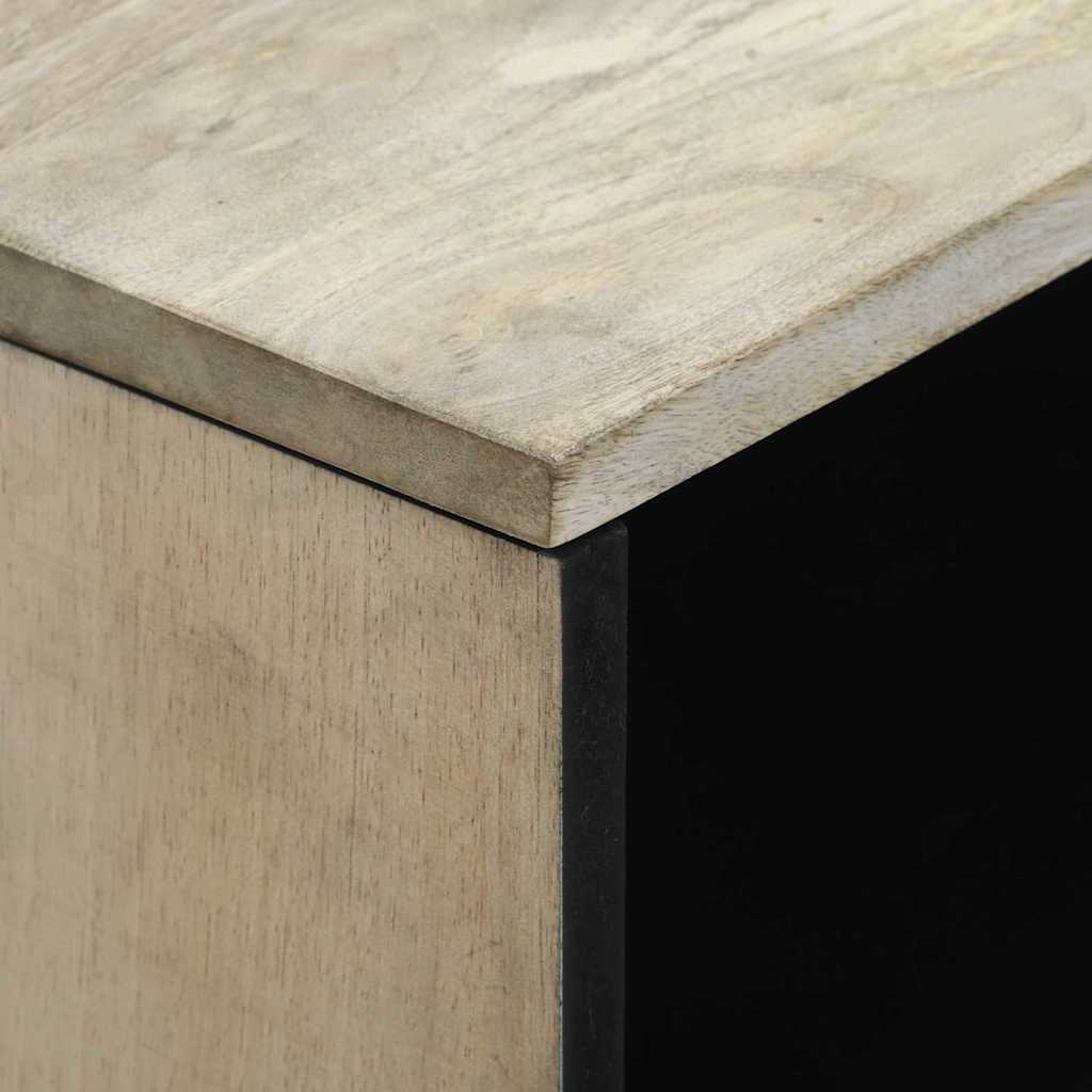 Nachttisch Weiß und Schwarz 50 x 33 x 60 cm massives Mangoholz