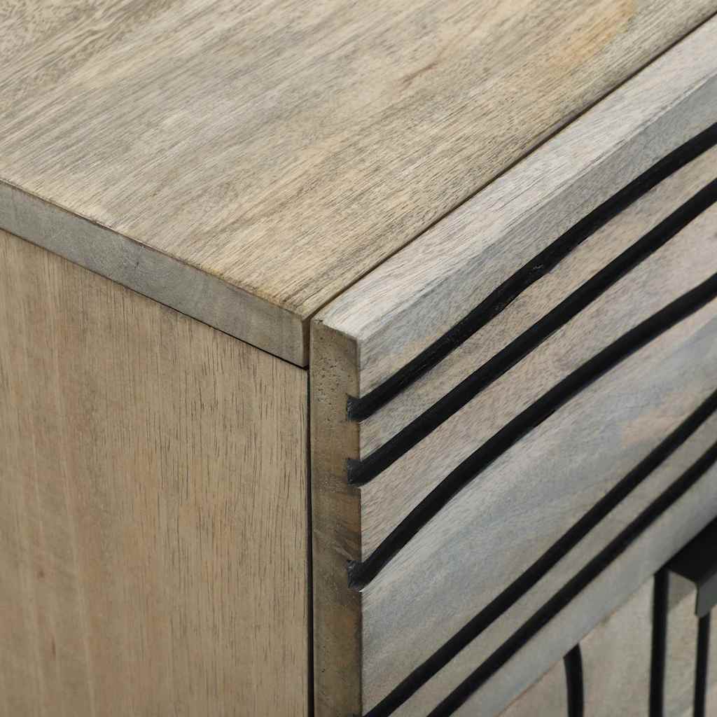 Nachttisch Weiß und Schwarz 50 x 33 x 60 cm massives Mangoholz