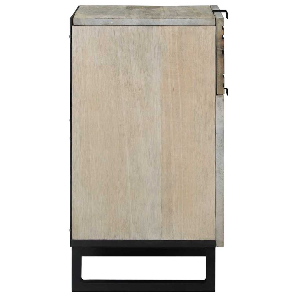 Nachttisch Weiß und Schwarz 50 x 33 x 60 cm massives Mangoholz