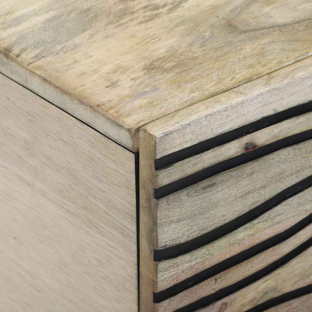 Couchtisch Weiß, Schwarz 100 x 54 x 40 cm massives Mangoholz
