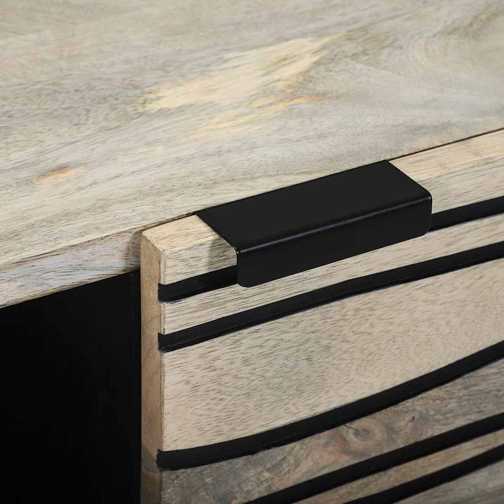 Couchtisch Weiß, Schwarz 100 x 54 x 40 cm massives Mangoholz