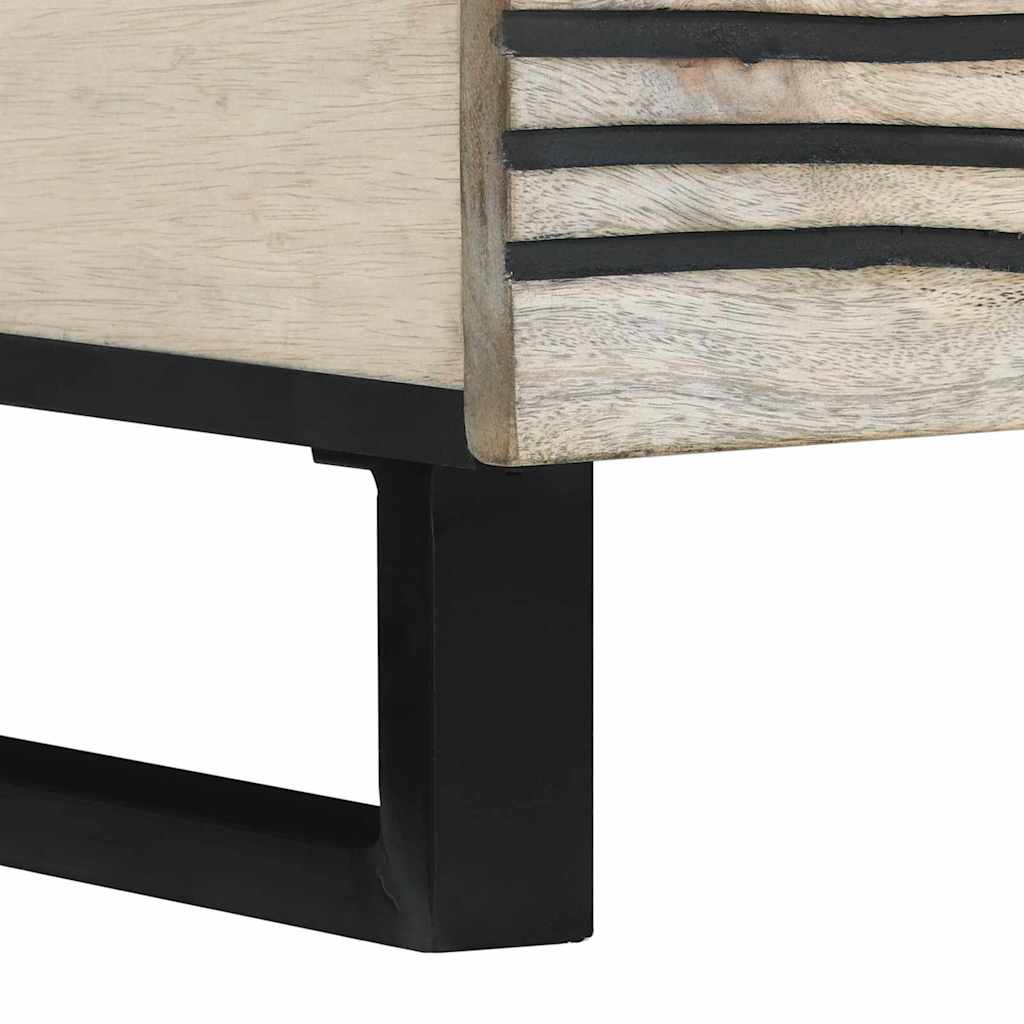 Couchtisch Weiß, Schwarz 100 x 54 x 40 cm massives Mangoholz