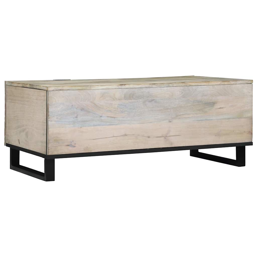 Couchtisch Weiß, Schwarz 100 x 54 x 40 cm massives Mangoholz