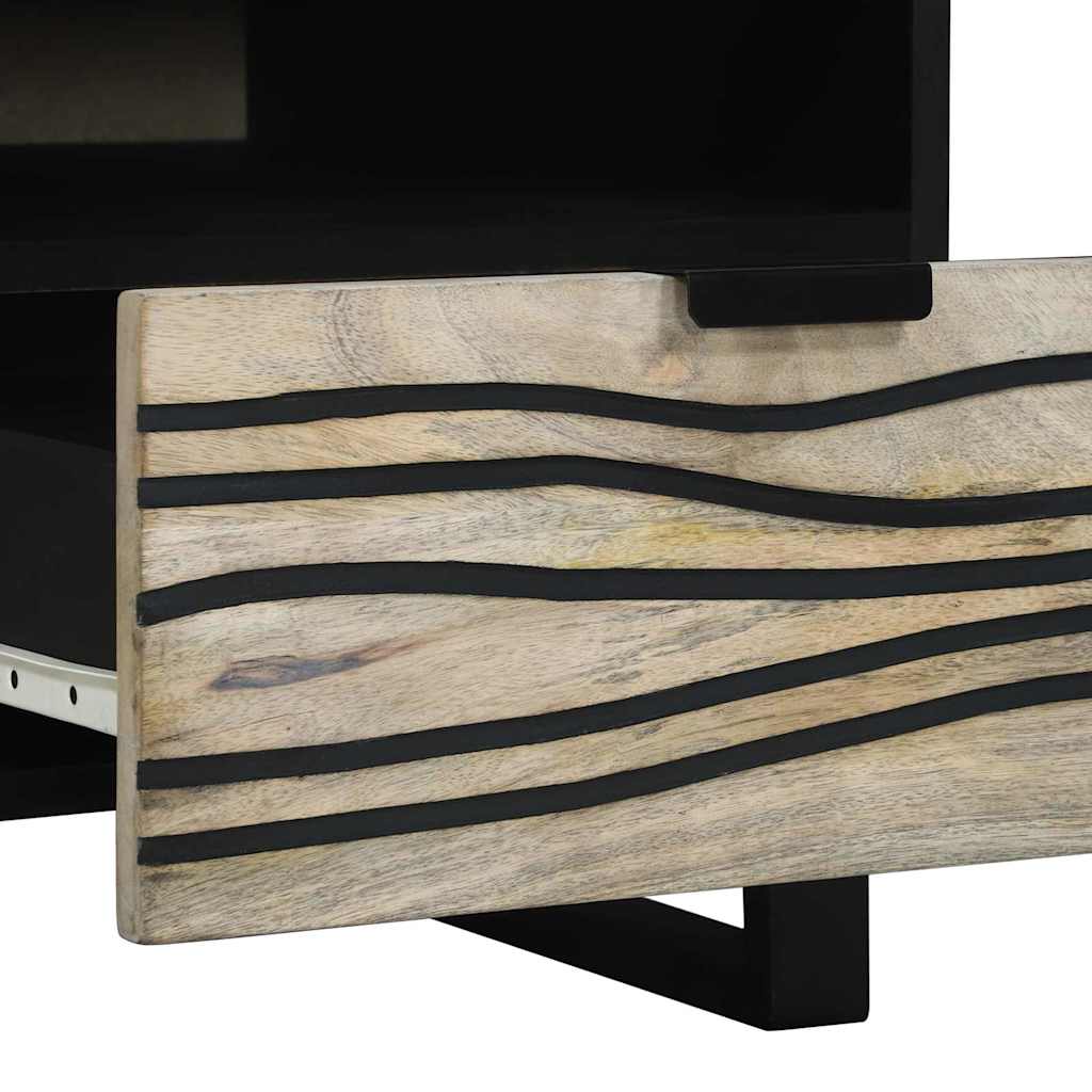 Couchtisch Weiß, Schwarz 80 x 54 x 40 cm massives Mangoholz