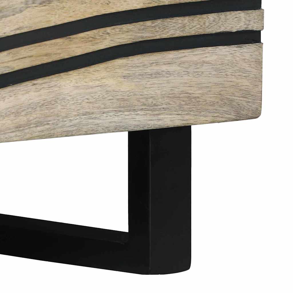 Couchtisch Weiß, Schwarz 80 x 54 x 40 cm massives Mangoholz