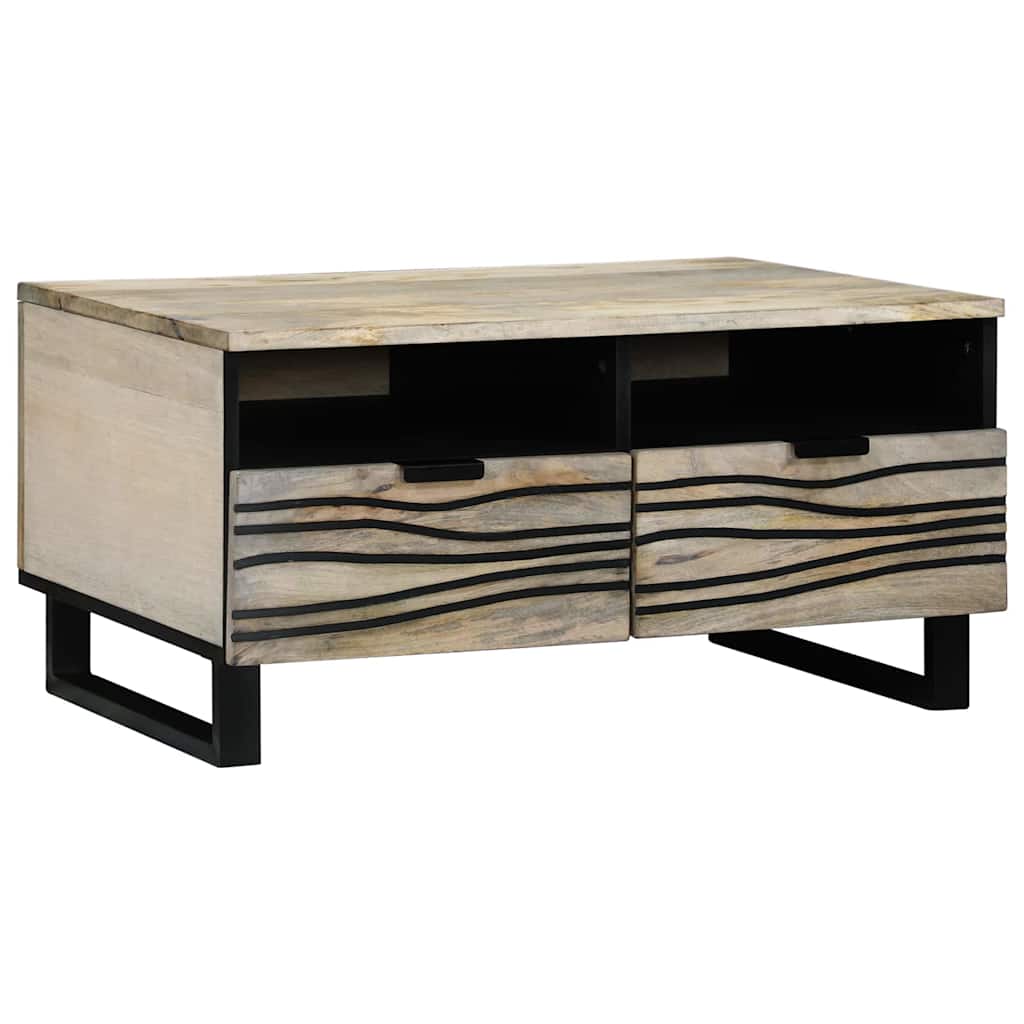 Couchtisch Weiß, Schwarz 80 x 54 x 40 cm massives Mangoholz