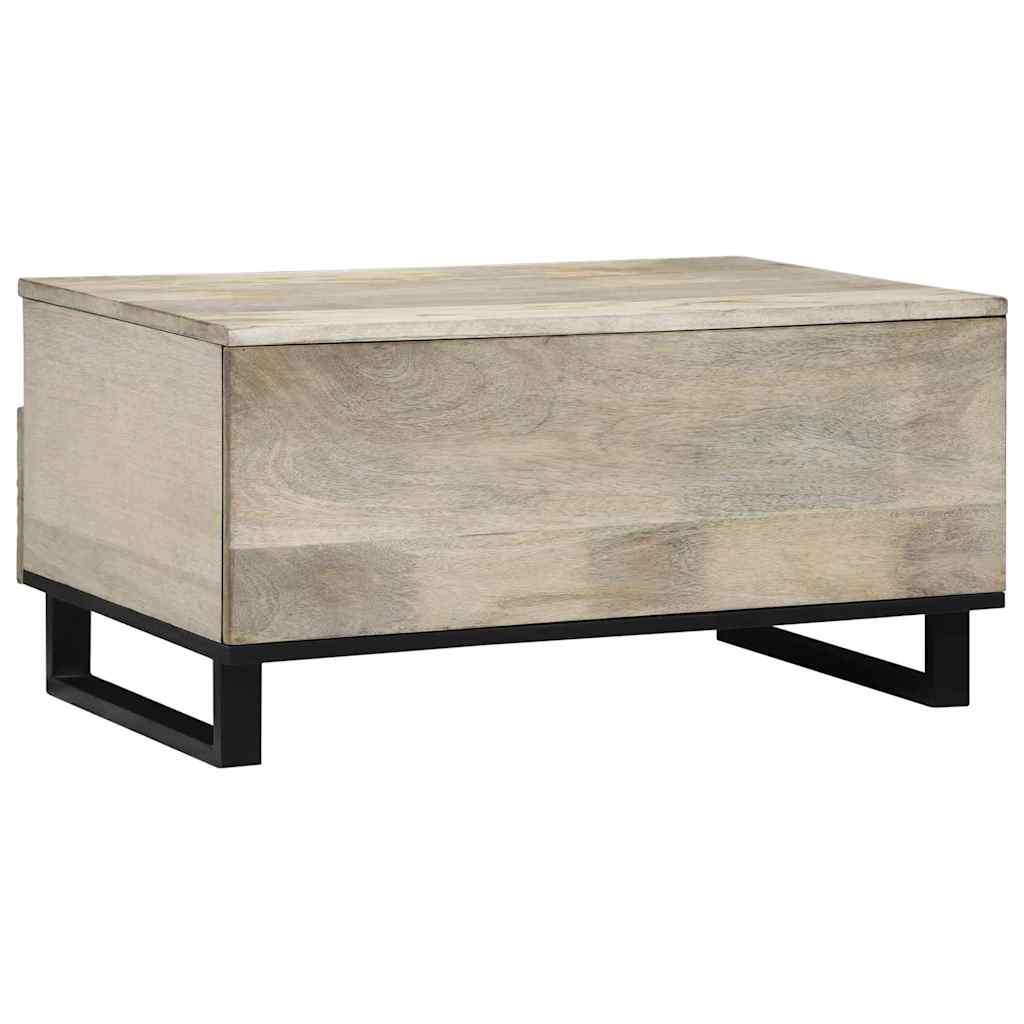 Couchtisch Weiß, Schwarz 80 x 54 x 40 cm massives Mangoholz