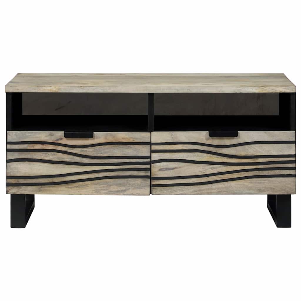 Couchtisch Weiß, Schwarz 80 x 54 x 40 cm massives Mangoholz