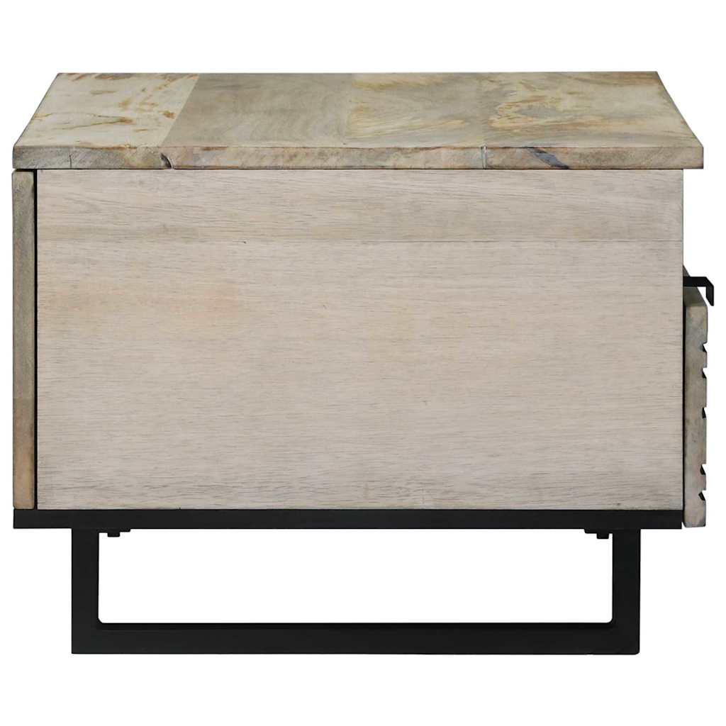 Couchtisch Weiß, Schwarz 80 x 54 x 40 cm massives Mangoholz