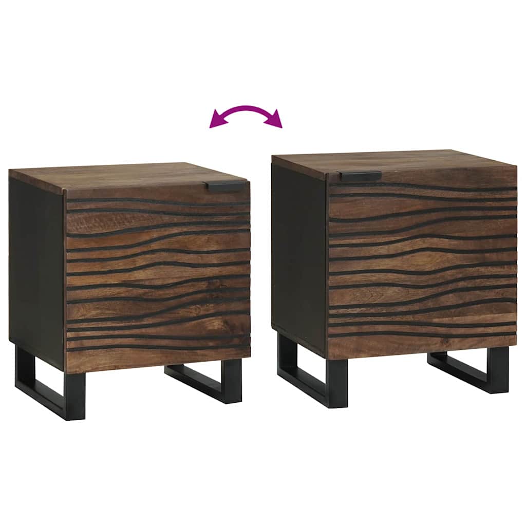 Nachttisch 2 pcs Walnuss 40 x 33 x 46 cm massives Mangoholz