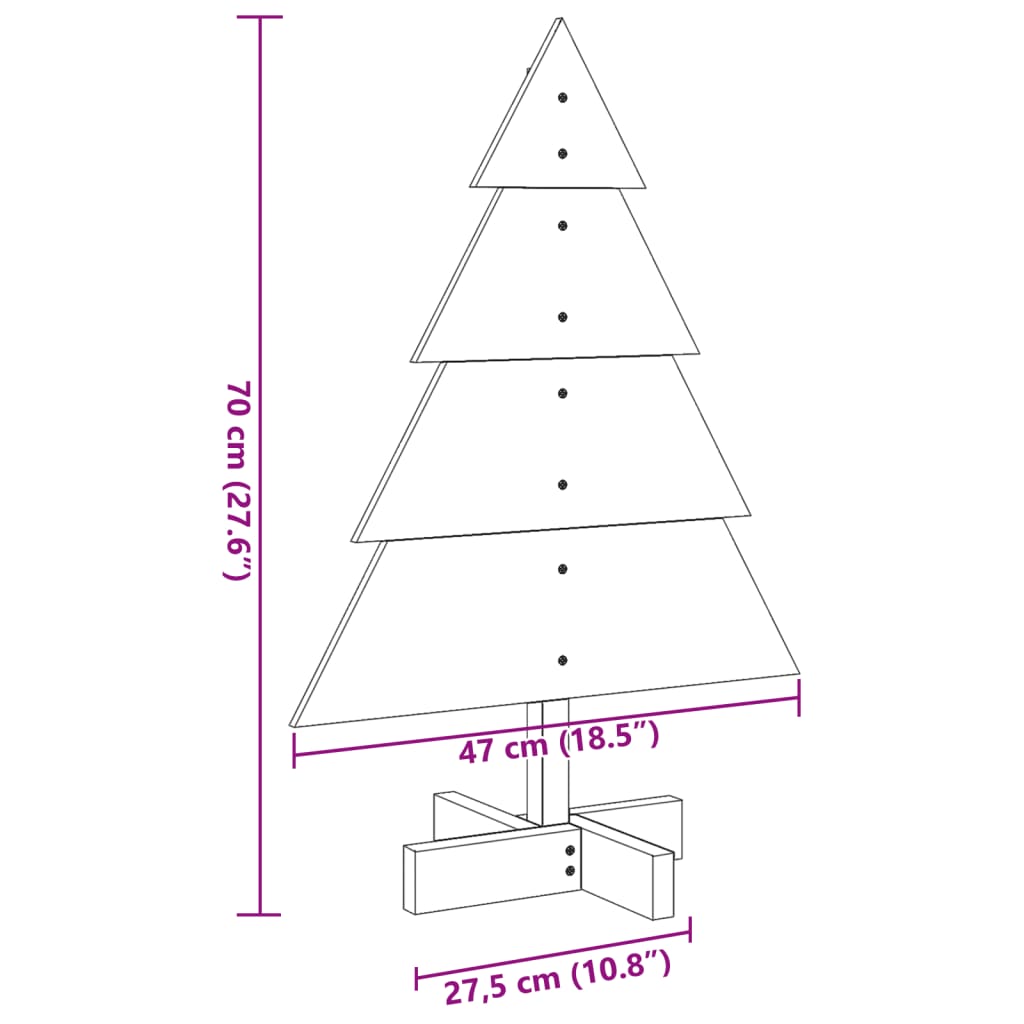 Christmas tree wood for decoration 70 cm solid wood