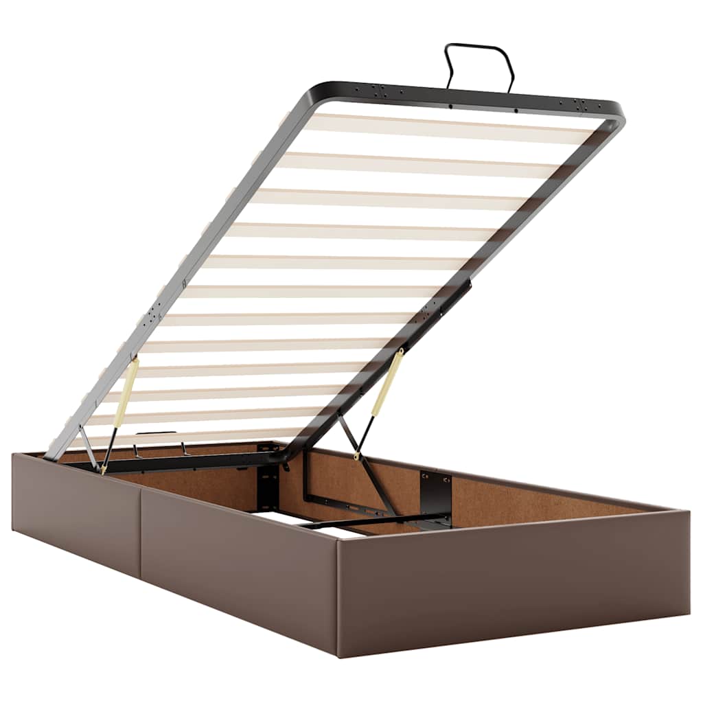 Ottoman bed with mattress brown 200x200 cm artificial leather
