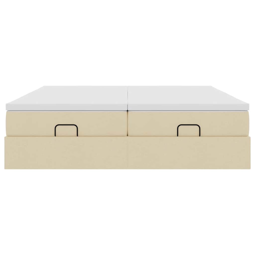 Ottoman-Bett mit Matratzen Creme 200x200 cm Stoff