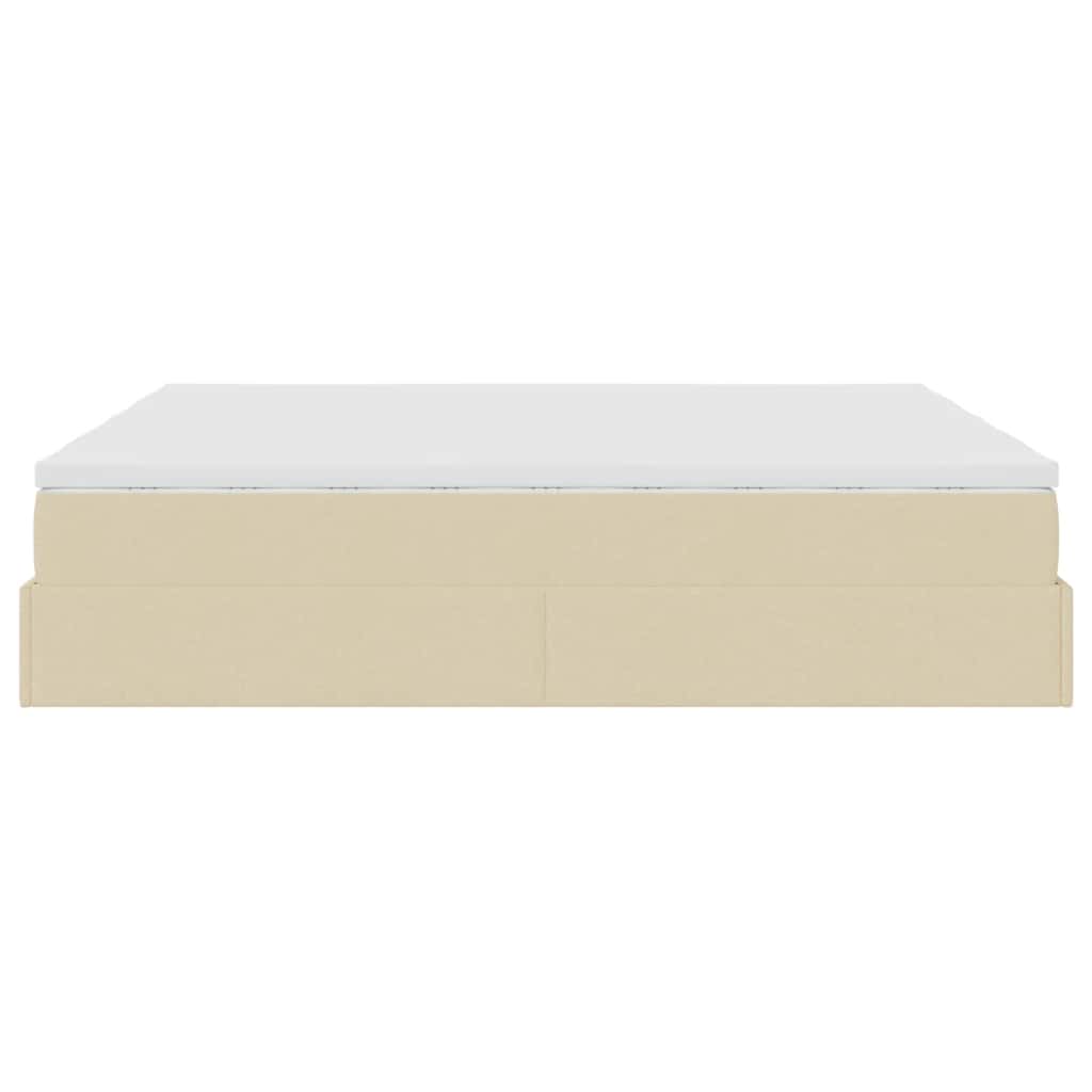 Ottoman-Bett mit Matratzen Creme 200x200 cm Stoff