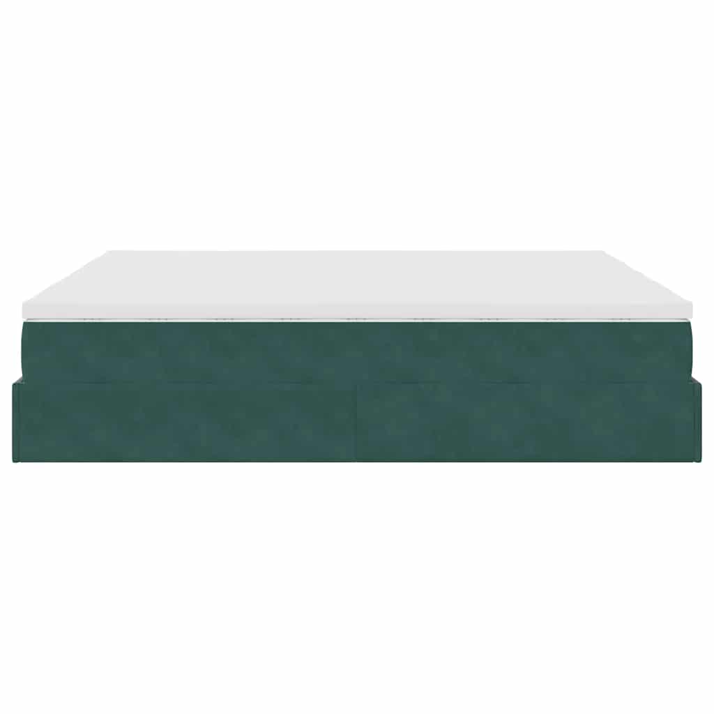Ottoman-Bett mit Matratzen Dunkelgrün 200x200 cm Samt
