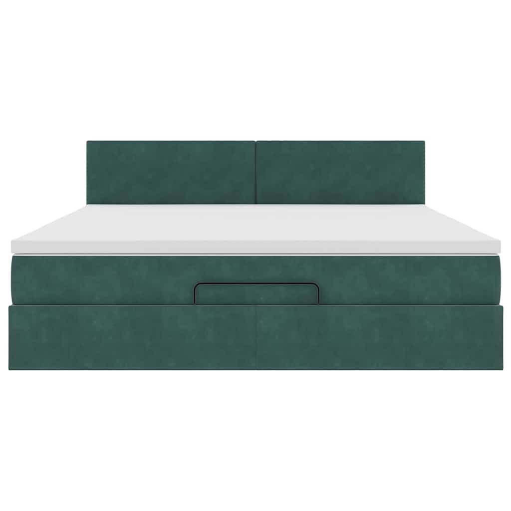 Ottoman-Bett mit Matratze Dunkelgrün 160x200 cm Samt