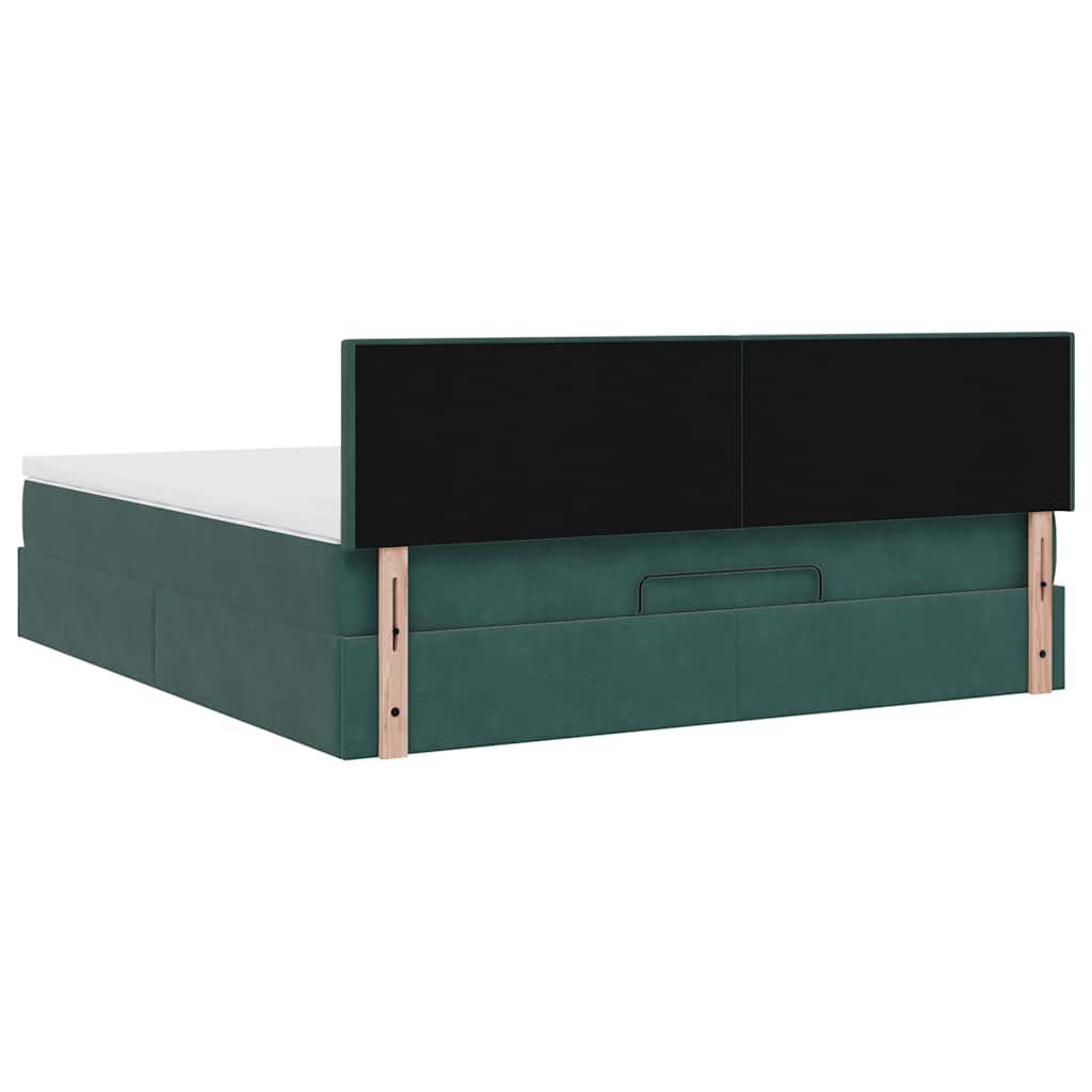 Ottoman-Bett mit Matratze Dunkelgrün 160x200 cm Samt