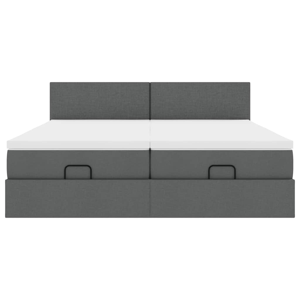 Ottoman-Bett mit Matratzen Dunkelgrau 180x200 cm Stoff