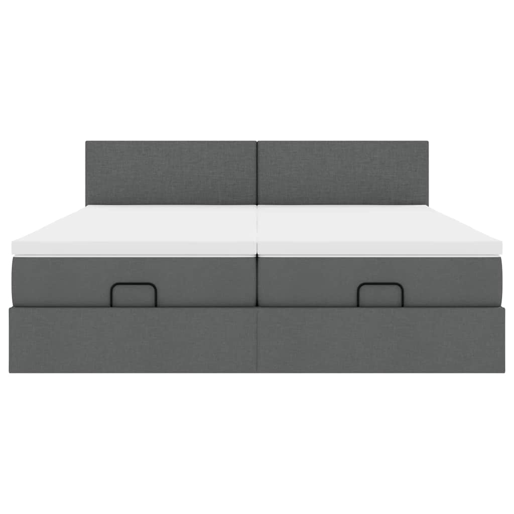 Ottoman-Bett mit Matratzen Dunkelgrau 200x200 cm Stoff