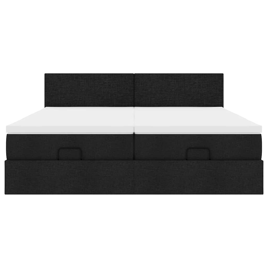 Ottoman-Bett mit Matratzen Schwarz 200x200 cm Stoff