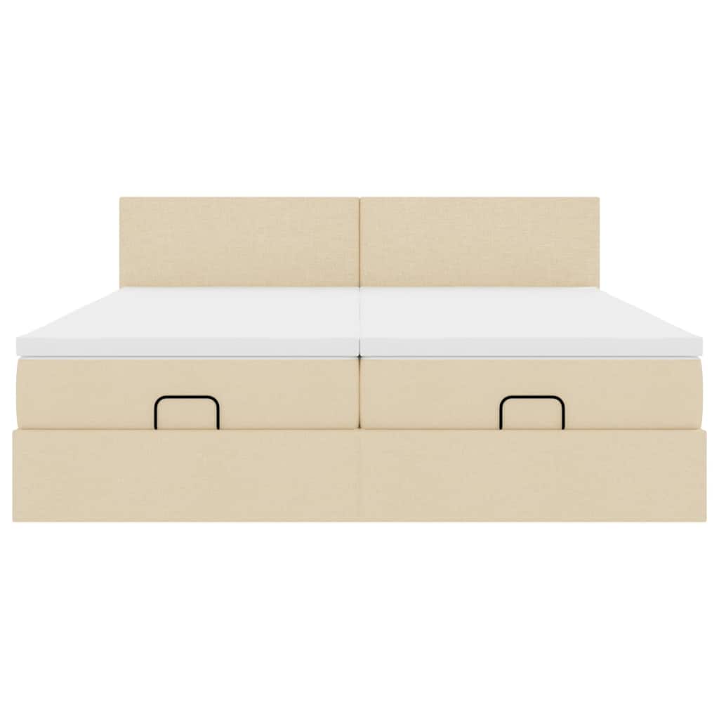 Ottoman-Bett mit Matratzen Creme 200x200 cm Stoff