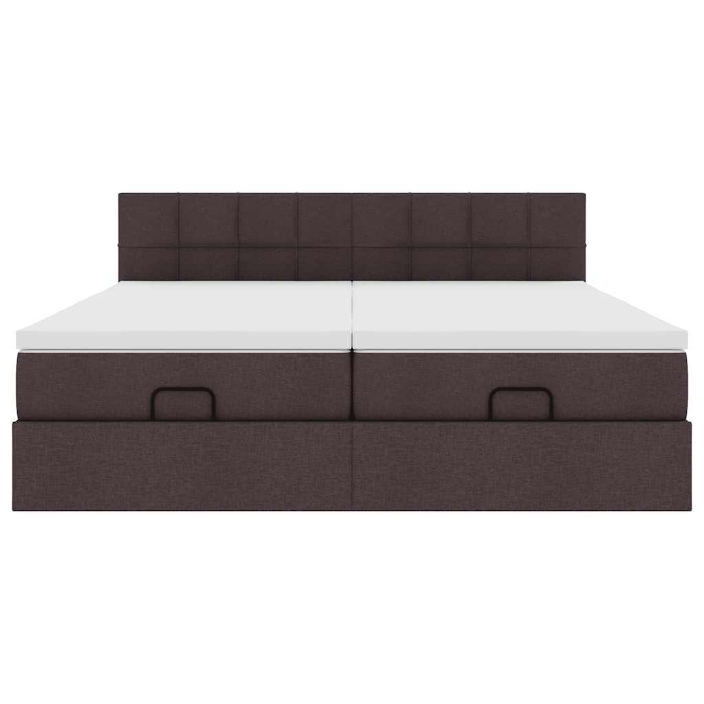 Ottoman-Bett mit Matratzen Dunkelbraun 180x200 cm Stoff