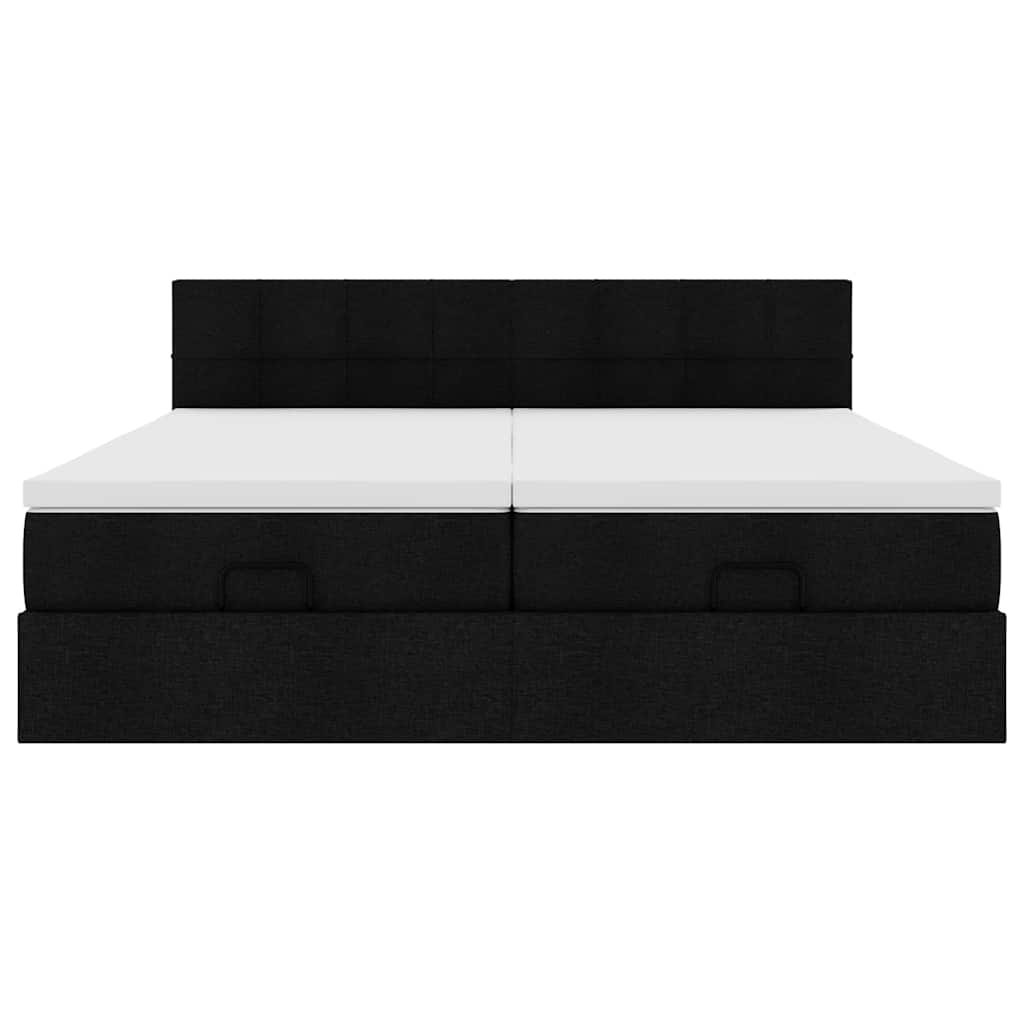 Ottoman-Bett mit Matratzen Schwarz 200x200 cm Stoff