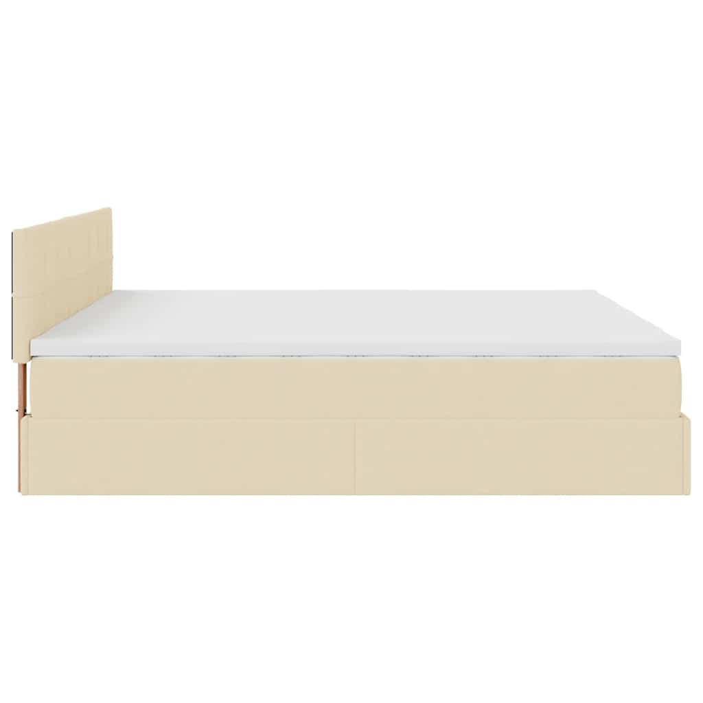 Ottoman bed with mattress cream 200x200 cm fabric