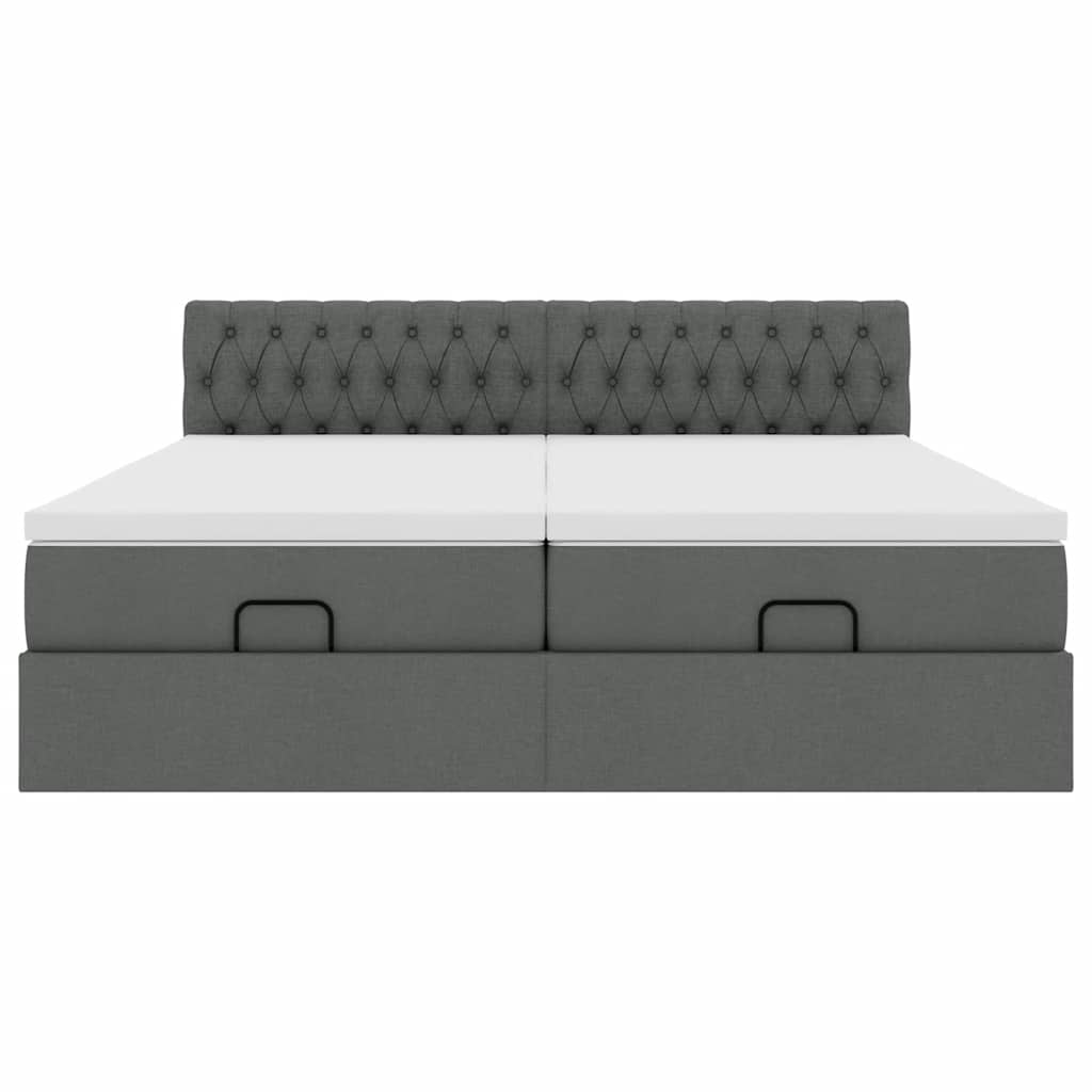 Ottoman-Bett mit Matratzen Dunkelgrau 180x200 cm Stoff