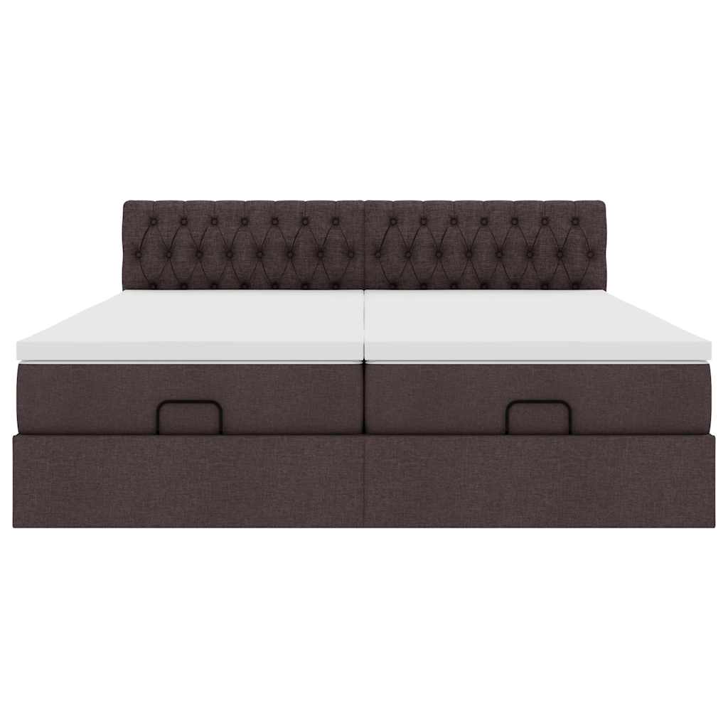 Ottoman-Bett mit Matratzen Dunkelbraun 200x200 cm Stoff