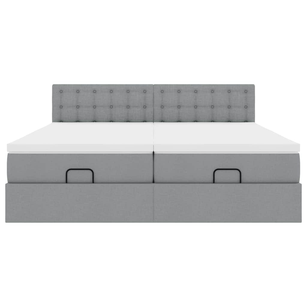 Ottoman-Bett mit Matratzen Hellgrau 180x200 cm Stoff