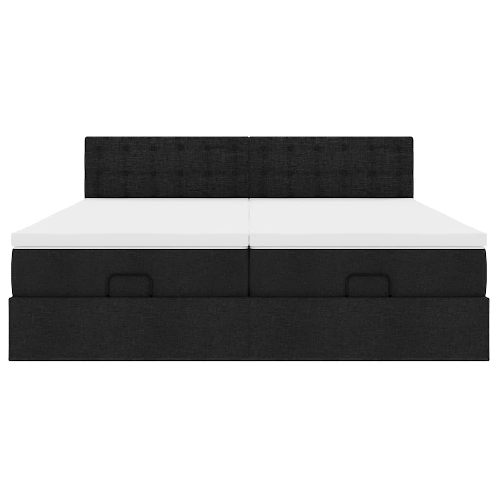 Ottoman-Bett mit Matratzen Schwarz 180x200 cm Stoff