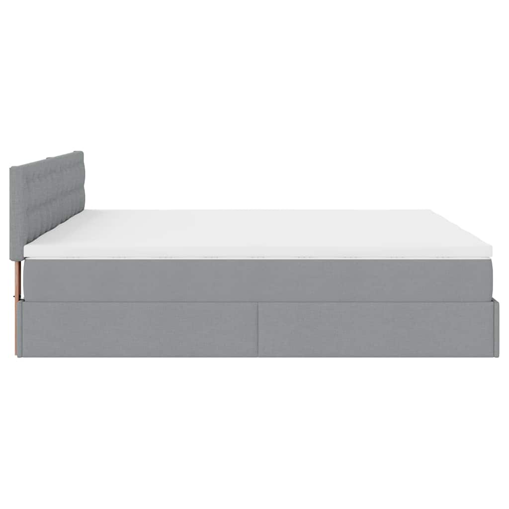 Ottoman bed with mattress light grey 200x200 cm fabric