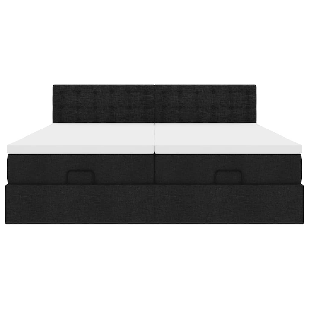 Ottoman-Bett mit Matratzen Schwarz 200x200 cm Stoff