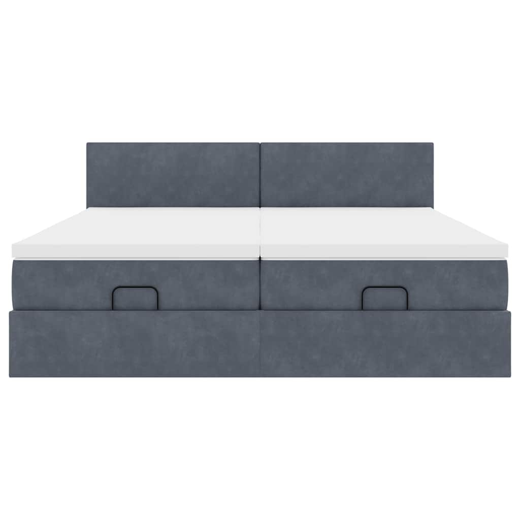 Ottoman-Bett mit Matratzen Dunkelgrau 180x200 cm Samt
