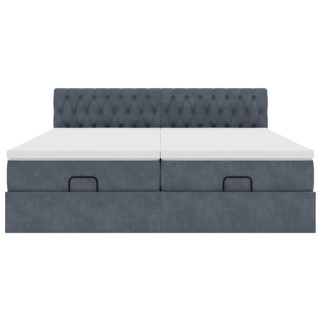 Ottoman-Bett mit Matratzen Dunkelgrau 200x200 cm Samt