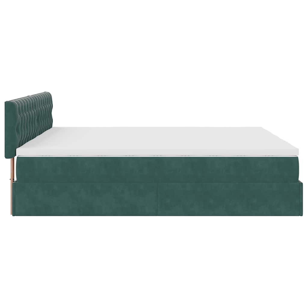 Ottoman-Bett mit Matratzen Dunkelgrün 200x200 cm Samt