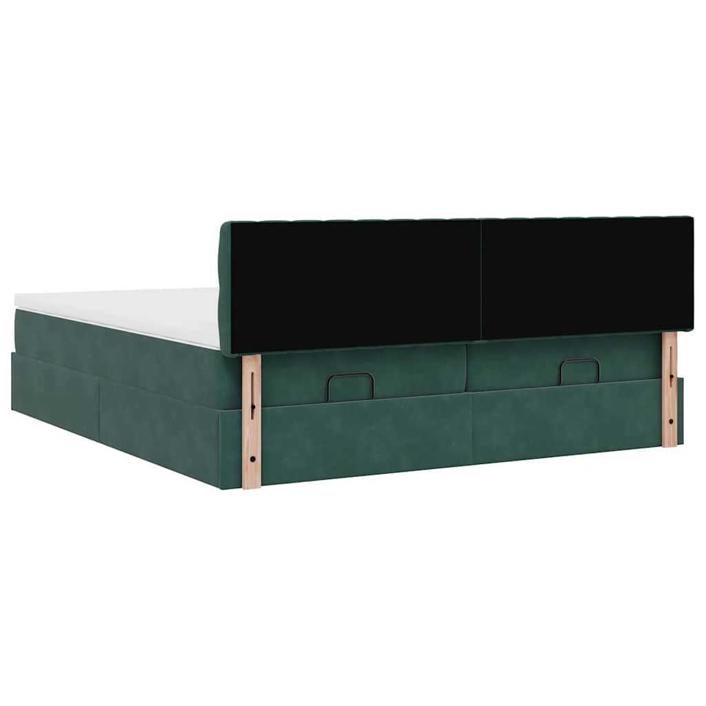Ottoman-Bett mit Matratzen Dunkelgrün 200x200 cm Samt