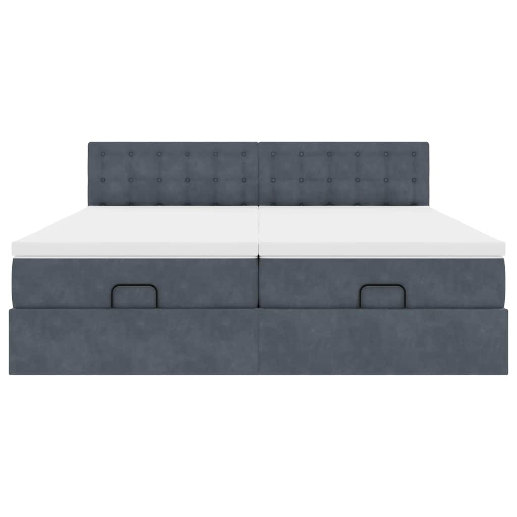 Ottoman-Bett mit Matratzen Dunkelgrau 180x200 cm Samt