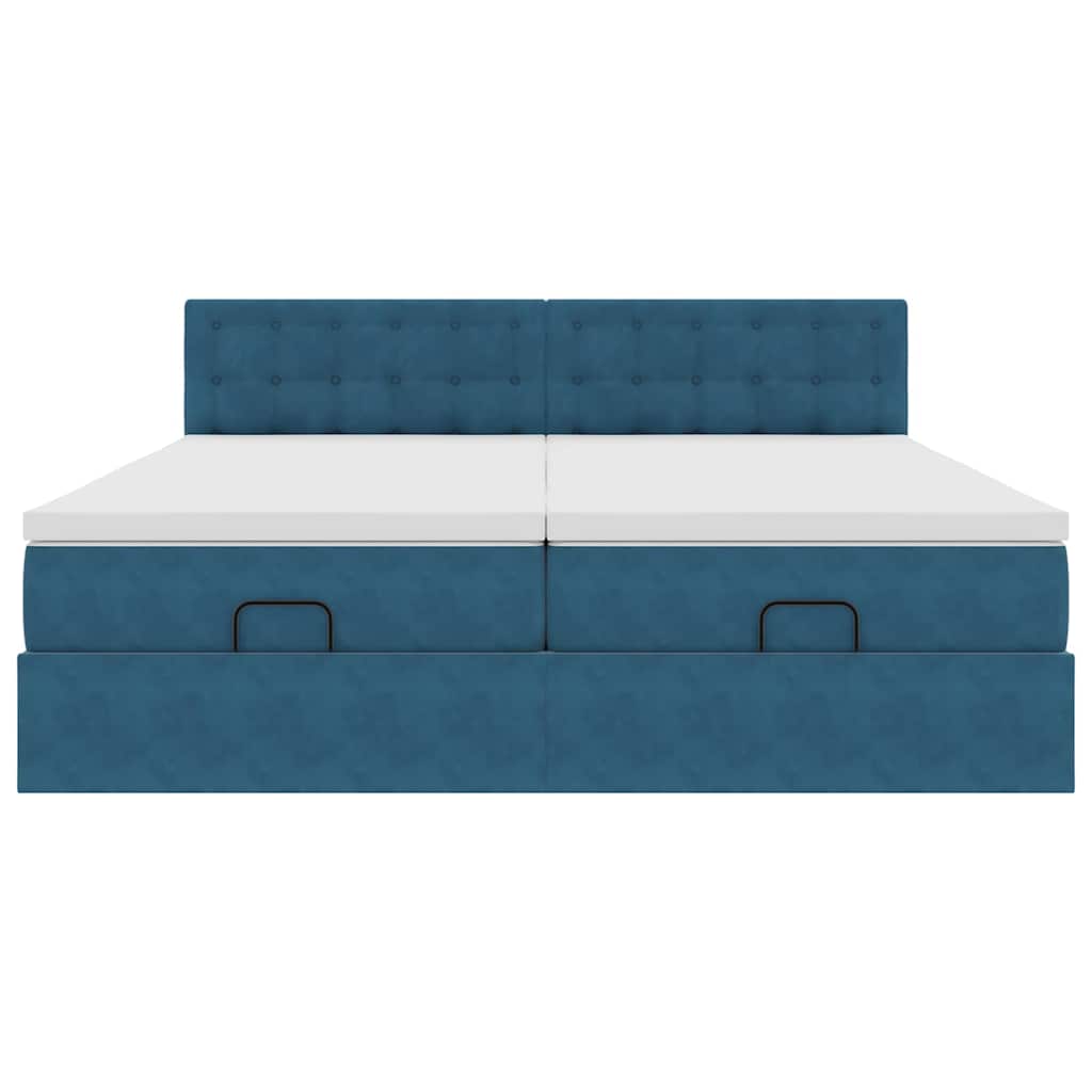 Ottoman-Bett mit Matratzen Dunkelblau 200x200 cm Samt