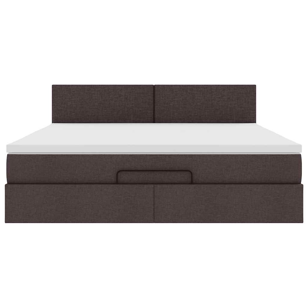 Ottomane Bett mit Matratze & LEDs Dunkelbraun 180x200 cm Stoff