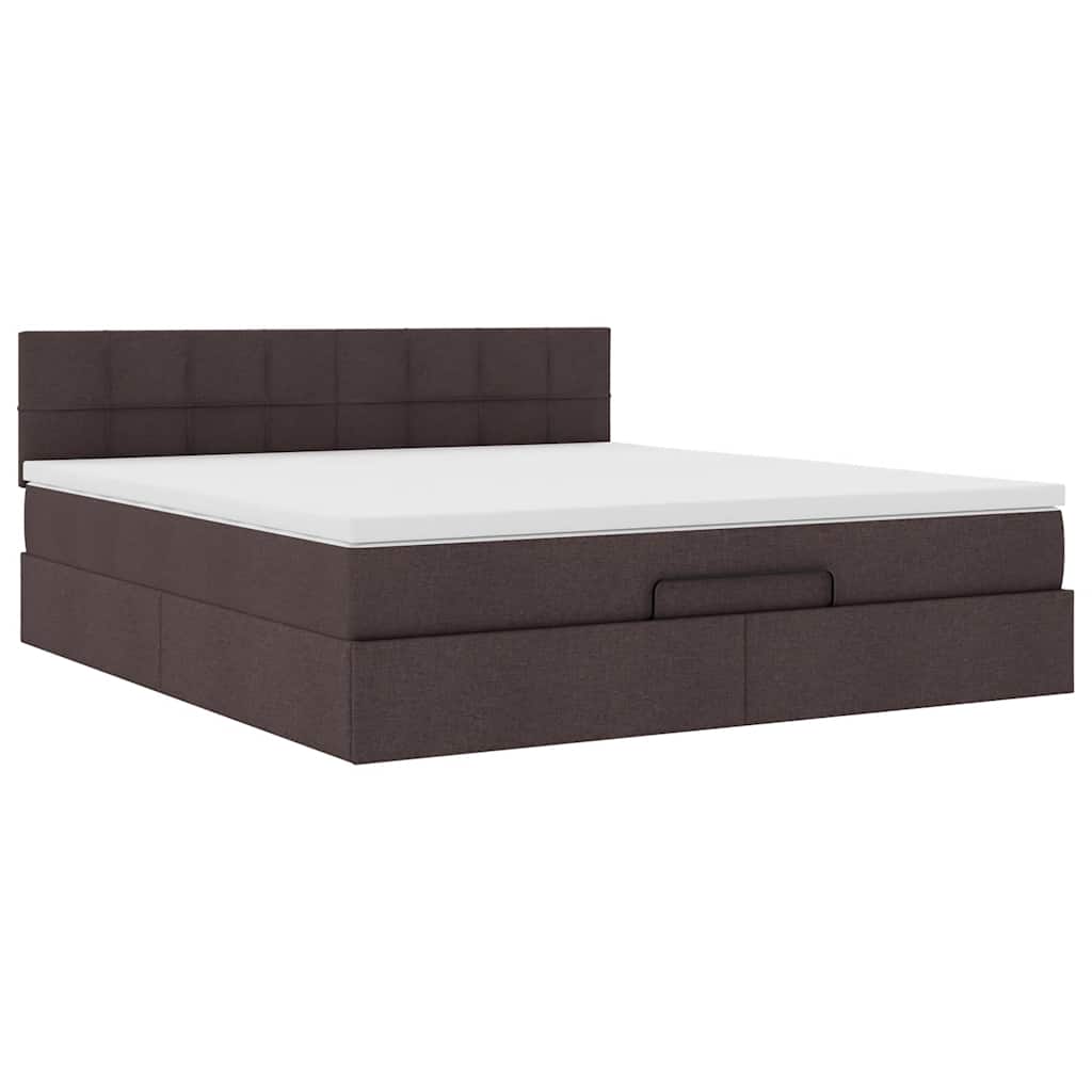 Ottomane Bett mit Matratze & LEDs Dunkelbraun 180x200 cm Stoff